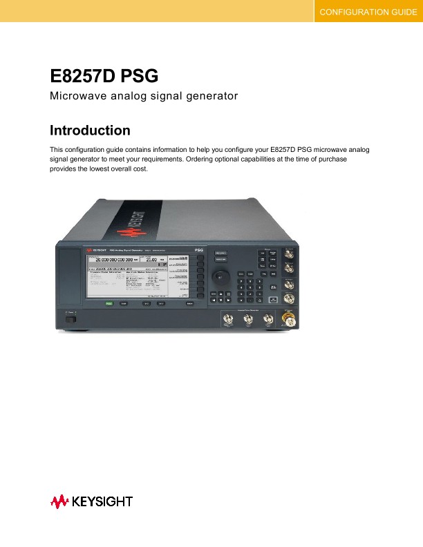 E8257D PSG Microwave Analog Signal Generator PDF Asset Page Keysight